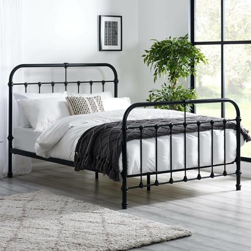 Julian Bowen Logan Metal Bed, Double, Black - W144 x D202cm