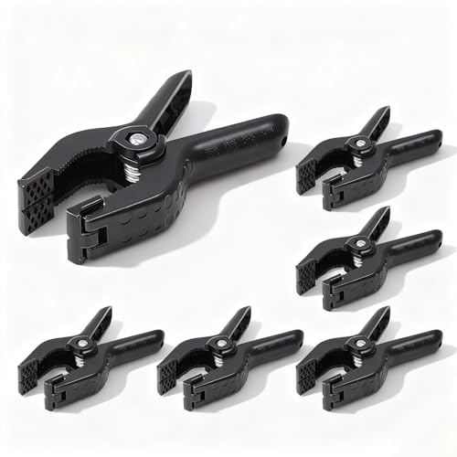 HolaDream 6 Pack Heavy Duty Muslin Spring Clamps, 4.5 inch Photo Booth Backdrop Spring Clips for Photography Studio, Woodwork & Crafts - Black