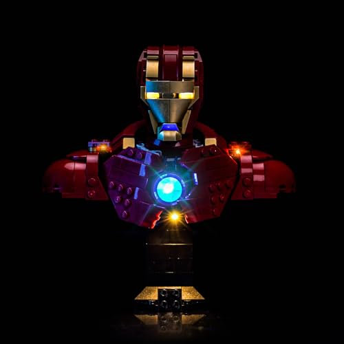 Light Kit Compatible with Lego Iron Man MK4 Bust 76327 (No Model), Decoration Lighting Set Compatible with Lego Iron Man MK4 Bust - Standard Version