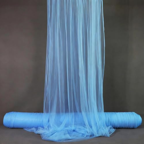 Tüll Stoff für Hochzeit Vorhang,Querbehang Hochzeitsbogen,160 x 600cm Hochzeitsdeko Gardinen Deko Schals,Tüllstoff zum Nähen Meterware,Kostümstoff,Dekostoff für Fotografie,Party,Zeremonie,Blau