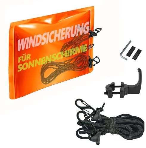 4smile Stabile Sonnenschirm Windsicherung, Verstellbare Windsicherung Ampelschirm Spanngurte, Schutz vor Wind für Outdoor Terrassenschirm Kurbelschirm, Langlebig & Reißfest