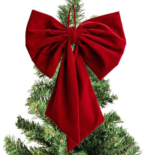Weihnachtsbaumspitze Schleife, 50x33cm/90x40 cm Aufhängen Plüschschleifen-Dekoration, extra große Weihnachtsschleife für Hochzeiten, Weihnachten, Geburtstagsfeiern