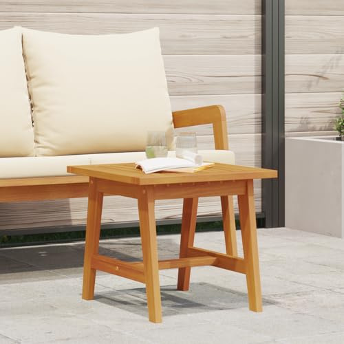 IBUQDDV Table d'appoint 45 x 45 x 40 cm en bois massif d'acacia minimaliste et robuste pour l'intérieur et l'extérieur, salon, balcon, jardin avec entretoise en H, support stable pour plantes, surface