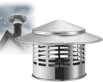 Sombrero Chimenea con Antipajaros Caperuza Salida Humos de Acero Inoxidable Sombrerete Chimenea Antilluvia Antiviento para Estufas de Leña Tubo de Techo 75mm 160mm 250mm(200mm)