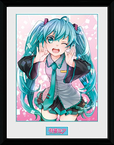 1art1 Hatsune Miku Poster Wink Gerahmtes Bild Für Fans Und Sammler | Wand-Bilder | Im Bilderrahmen 40x30 cm