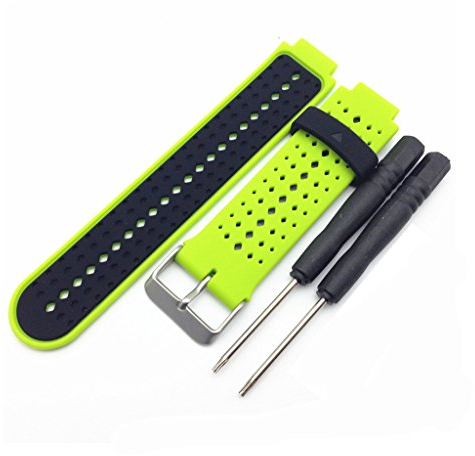 Happyit 22 mm Watch Strap for Garmin Forerunner 235 Smart Wacth Replacement Watchband Sport Soft Silicone Bracelet Strap Band with Install Tools (Green + black)