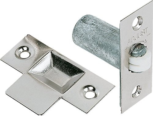 Adjustable Roller Catch & Keep - Door Latch with Nylon Roller - Polished Chrome