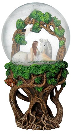 Nemesis Now Snowglobe 21cm Green, Resin Anne Stokes Pure Heart Schneekugel, 21 cm, Kunstharz, Grün, Harz, 18 cm