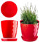 KADAX Flowerpot, una casseruola per fiori e piante con sottobicchieri, fioriere luce e materiale resistente Una pentola decorativa per piante (14 cm, rosso)