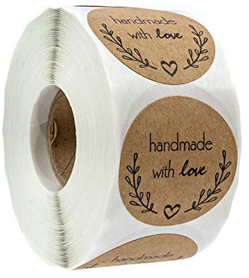 500 Stück Kraftpapier Aufkleber Mit Handmade Love Und Ölzweig Muster Runde Personalisierte Klebende Dekorative Dekoration Für Urlaub Kochen Versiegeln