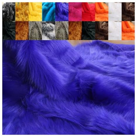 Fabrics-City Tejido flokati, piel sintética de peluche, para carnaval, ropa, accesorios para fotografía, decoración para sesión de fotos, color azul real, 100 x 150 cm