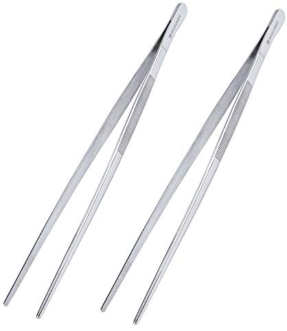 MSY BIGSUNNY Pinze per alimenti in acciaio inox con punte seghettate di precisione, 30,5 cm, set di 2
