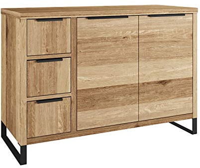 Woodkings Sydney Waschtisch I BxHxT: 105x74x45 cm I aus massiv Holz Wildeiche I edler Waschtischunterschrank für das Badezimmer I Badmöbel auch für Gästebad I schwarzer Metallfuß optional