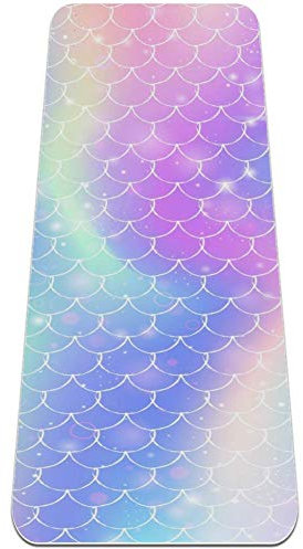 Eslifey Kawaii Meerjungfrauen-Yoga-Matte, dick, rutschfest, Yogamatte für Damen und Mädchen, Übungsmatte, weiche Pilates-Matten, 182,9 x 61 cm, 0,6 cm dick