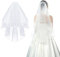 Brautschleier Hochzeitsschleier Damen Weiß Tüll Kurze Schleier Band Rand mit Kamm für Braut Bachelorette Junggesellinnenabschied Kostüm, Weiß, Medium