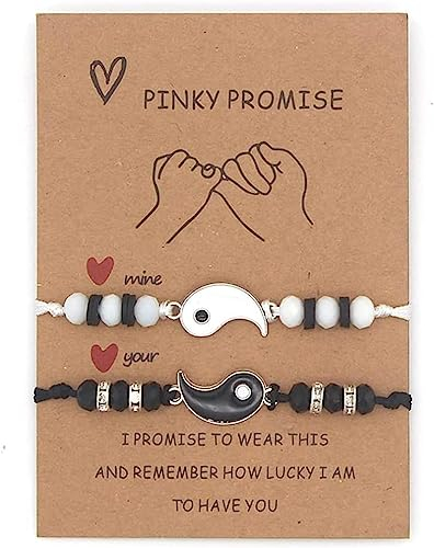 2 Matching Yin and Yang Adjustable Rope Bracelets for Best Friends Boyfriends and Girlfriends Valentine's Day Gifts1