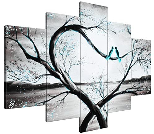 Estika Leinwand bilder - Im Mondlicht Türkis - 150x105 cm, 5 teilige kunstdruck - Wandbilder wohnzimmer, schlafzimmer, Moderne wanddeko, Bild auf leinwand - Natur bilder - 4194A_5H