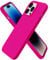 ORNARTO Compatible with iPhone 14 Pro Max Case 6.7, Slim Liquid Silicone 3 Layers Full Covered Soft Gel Rubber Case Cover-Hot Pink