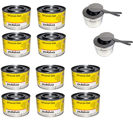 Lot de 10 boîtes de pâte combustible à l'éthanol + 2 récipients à pâte combustible