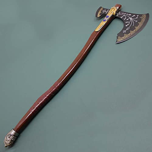 Fatta a mano Dio della Guerra Kratos Leviatano Ascia Replica Cosplay Armatura Costume Arma da Guerra Ascia Prop 440 Acciaio Trattato Bordo Intagliato Manico in Legno per una Migliore Afferratura