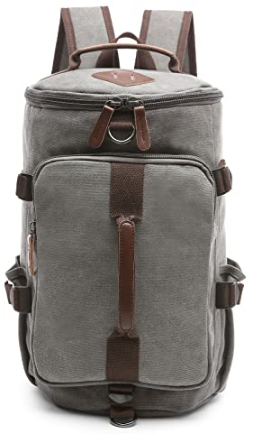 DORRISO Mode Herren Laptop Rucksack Groß Schulrucksack Teenager Daypacks Reise Laptop Rucksack für 15.0 Zoll Laptop Casual Business Herren Bergsteigen Leinwand Rucksack Grau