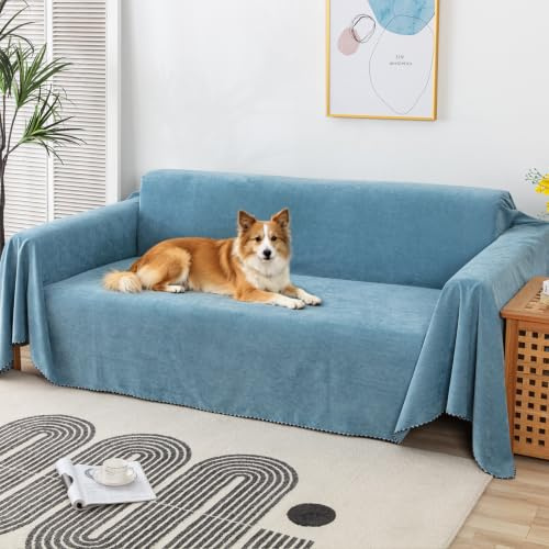VanderHOME Wasserdicht Sofabezug Home Dekoration Solid Farbe Dünne Decke Vier Jahreszeiten Universal Sofaüberwürfe Multifunktionaler Sofa Schutzhülle Wohnzimmer Haustier 180 * 300cm-Hellblau