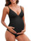 CUPSHE Costume intero da maternità per donne incinta, con spalline sottili, scollo a V, imbottito, regolabile, nero, S