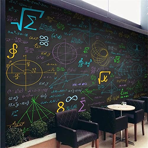 Personnalisé Photo Mathématiques Formules Coloré Craie Classe Tableau Noir Peintures Murales Fond Auto-adhésif Papier Peint Décorer Étanche 480cm(W) x290cm(H)