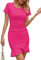 Missufe Vestido de verano para mujer, vestido informal con volantes, corto, ajustado, manga corta, minicamiseta, vestidos, rojo, rosa, L