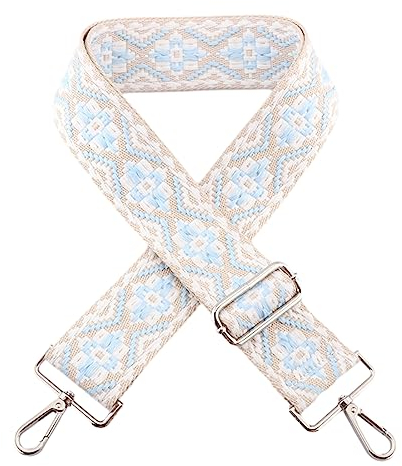 Verstellbar Taschengurt Breit,5CM Bunt Schultergurt für Taschen, Universal Tragegurt Damen Schulterriemen Trageriemen Geflecht Umhängegurt für Handtaschen DIY Zubehör 75-135CM. (kj148-a9-light blue)