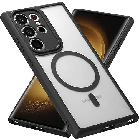 RALEAVO Hülle für Samsung Galaxy S22 Ultra 5G, Kompatibel mit Magsafe Stoßfest Military Grade Transluzente Matte Handyhülle für Galaxy S22 Ultra-Schwarz (Magnetische)