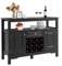 GiantexUK Wooden Storage Cabinet, Freestanding Bar Buffet Sideboard with Wine Rack, Drawer & Shelf, Wine Display Cupboard for Home Kitchen Dining Living Room Entryway (Black)