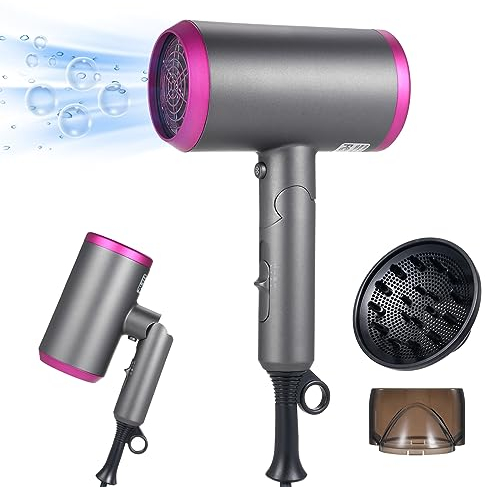 Layhou Föhn Ionen Haartrockner 1800W klappbar Haartrockner mit Diffusor&Concentrators, Professioneller Föhn mit Heiß/Kalttaste für Zuhause Salon/Reisen,2 Windgeschwindigkeiten für viele Frisuren