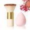 Makeup Brush and Sponge Set - Beauty Blenders Concealer Sponge Makeup Kabuki Foundation Brush for Stippling Liquid Blending Face Brush Super Soft & Non Latex (2 PC)