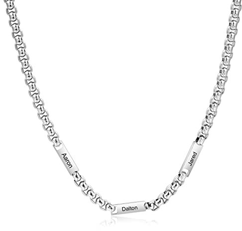 Jeweidea Personalisierte Kette mit Namen Edelstahlkette Herren Kette mit Gravur Namenskette Personalisiert Geschenk für Männer Geschenk Vatertag Jahrestag Geschenk für Ihn
