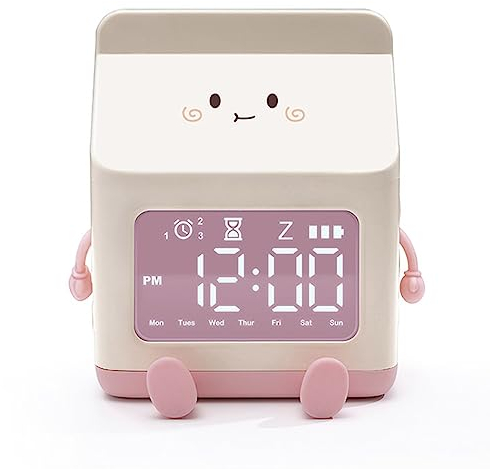 Qutsvosh 1 Stück Milchkarton Wind Milch Karton Elektronische LED Smart Clock Rosa