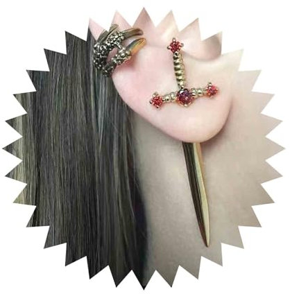 Inilbran Punk Schwert Ohrstecker in Gold - Vintage Kristall Kreuz Gothic Dolch für Halloween Kostüme - Schmuck für Frauen