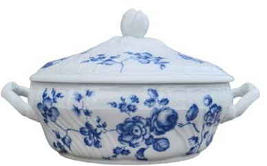 Generic Richard Ginori Soupière rose bleue, soupière ovale, porcelaine fine fabriquée en Italie