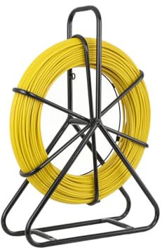 ECUTEE Sonda Passacavi in Fibra di Vetro 130 m, Tubo per Condotto in Fibra di Vetro con Supporto in Metallo 6mm Tirante in Fibra di Vetro per Filo, Infilatore per Cavi per Condutture