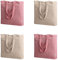 GIUPIKKIA - Tote Bag 4 PEZZI Borsa Shopper Donna Cotone Riciclato. Idee Regalo Donna Borsa Spesa In Tessuto Elegante Con Manici Ideale Per Lo Shopping (Rosa e Beige)