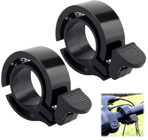 Funtery Fahrradklingel 2 Stück, Klingel Fahrrad, Fahrrad Klingel, Fahrradklingel Kinder Erwachsene, Fahrradglocke für Bike MTB Rennräder, 22-24 mm Lenker