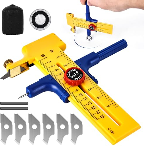 Taglierina circolare per carta, taglierina circolare per cerchi da 1-30 cm, taglierina a bussola con 6 lame taglierina circolare per tagliare cartone, pelle, taglierina rotonda in plastica
