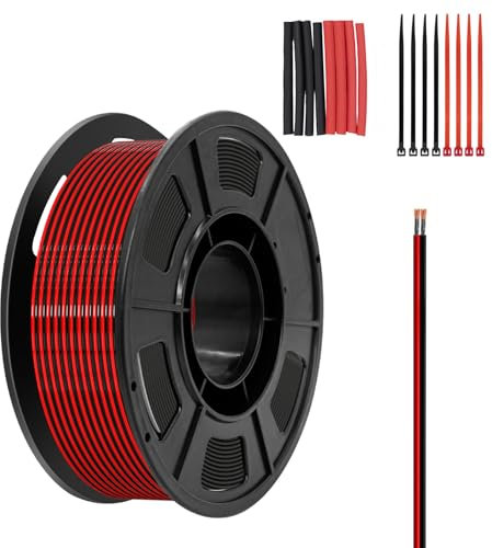 7,62 Meter 2x0,5 mm² Lautsprecherkabel/OFC Boxenkabel 2 adrige PVC Litze Elektrischer Draht rot/schwarz for LED Streifen/Lampen/Audio Speaker Kabel/HiFi Cable/Heimwerker/Stereoanlage Meterware