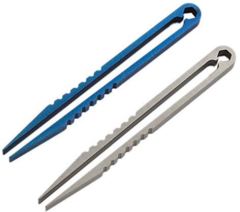 PAMENET 2 Pack Mini Tweezers Titanium Portable Titanium Alloy EDC Tweezers Survival Camping Outdoor Travel Mini Tool