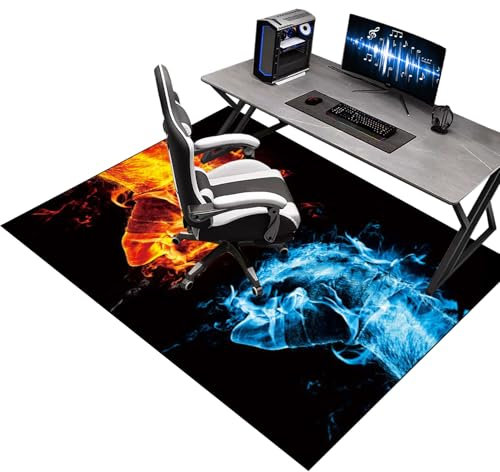 Office Gaming Chair Mat for Carpet and Hardwood Floor, Non-slip Gaming Chair Mat for Wooden Floors, Under Desk Rug Protector for Rolling Chair, 140 x 150 cm Computer Gaming Rug for Hard floors