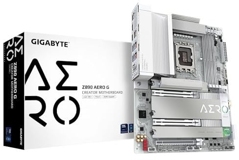GIGABYTE Z890 AERO G Motherboard - Unterstützt Intel Core Ultra (Serie 2) CPUs, 16+1+2 Phasen VRM, bis zu 8800MHz DDR5 (OC), 1xPCIe 5.0 + 4xPCIe 4.0, Wi-Fi 7, 2.5GbE LAN, Thunderbolt 4