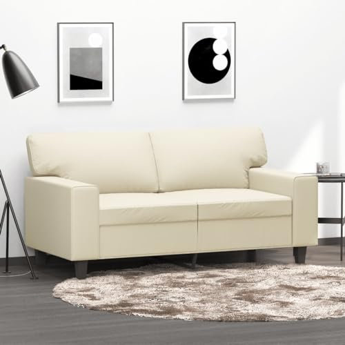 Gecheer 2-Sitzer-Sofa Schlafsofa Couch Sofa Wohnzimmer Schlafcouch Creme 120 cm Kunstleder