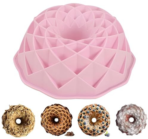 Yueser Moule Gateau, Moule a Gateau, Moule a Cake Silicone, Moule Bundt Cake, Moule Kouglof, Moule Gateau Silicone, Moule Cake, Moules à Gâteaux, Moule à Gateau, 23cm Moule a Brioche (Rosa)