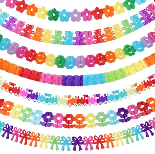 AOOTE Bunt Girlande Papier Deko,7 Stück Partygirlanden Deko,Papier Girlande Bunt Deko für Geburtstag Party Karneval Abschlussfeier Hochzeit Urlaubsdekoration