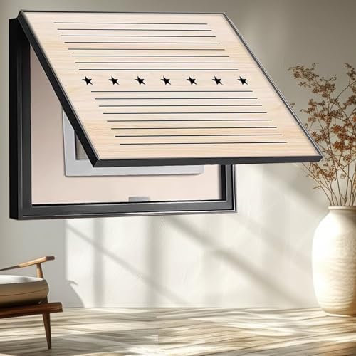 Cache Compteur Electrique Cache de Tableau Électrique en Bois avec Cadre en Plastique, Cache de Boîtier de Disjoncteur Mural Décoratif Creux, Panneau de Protection Horizontal Intérieur pour Coffret(B,